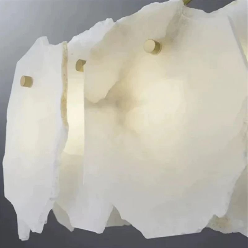Alabaster Moira Marble Modern Snowflake Round Chandelier - Zelno