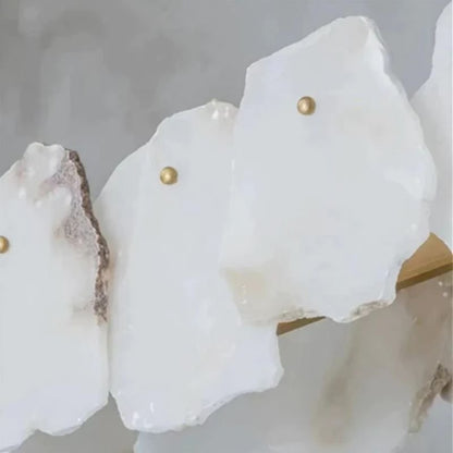Alabaster Moira Marble Modern Snowflake Round Chandelier - Zelno