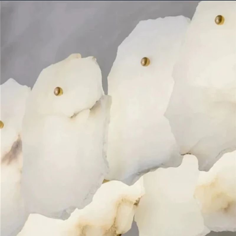 Alabaster Moira Marble Modern Snowflake Round Chandelier - Zelno