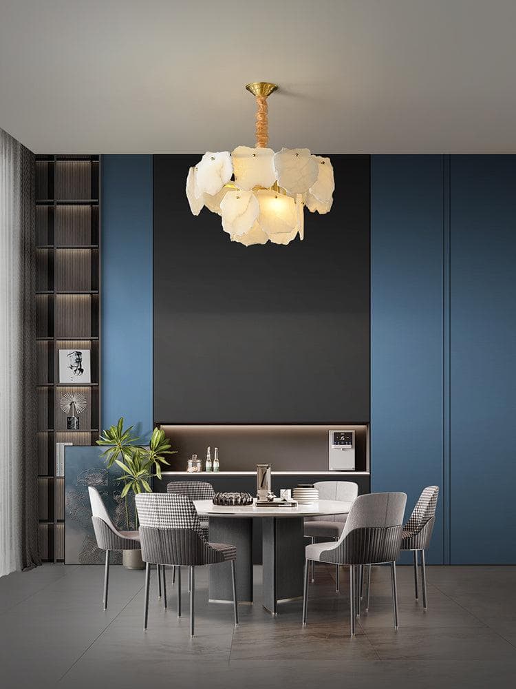 Alabaster Moira Modern Snowflake Multi-Layer Chandelier - Zelno