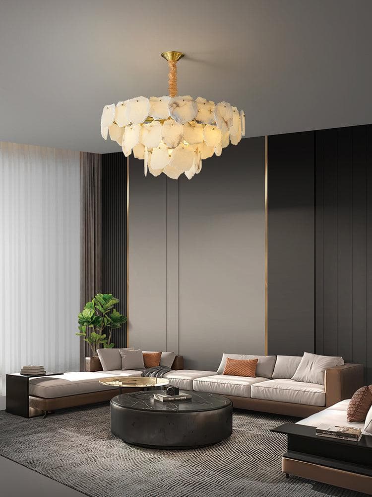 Alabaster Moira Modern Snowflake Multi-Layer Chandelier - Zelno