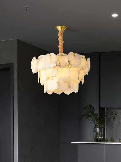 Alabaster Moira Modern Snowflake Multi-Layer Chandelier - Zelno
