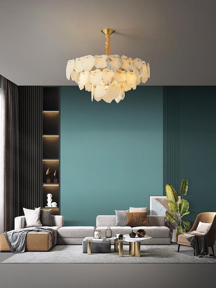 Alabaster Moira Modern Snowflake Multi-Layer Chandelier - Zelno