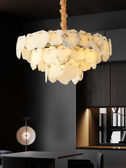 Alabaster Moira Modern Snowflake Multi-Layer Chandelier - Zelno