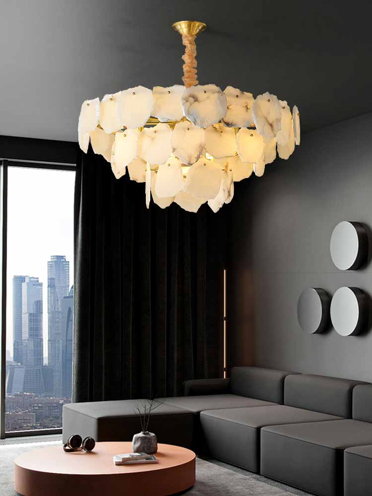 Alabaster Moira Modern Snowflake Multi-Layer Chandelier - Zelno