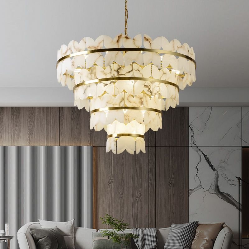 Alabaster Multi-Layer Butterfly Round Chandelier - Zelno
