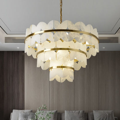 Alabaster Multi-Layer Butterfly Round Chandelier - Zelno