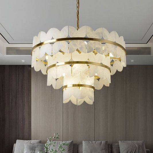 Alabaster Multi-Layer Butterfly Round Chandelier - Zelno