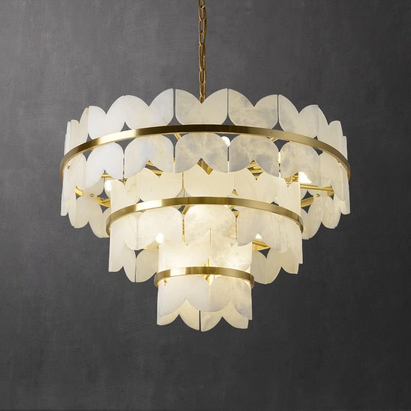 Alabaster Multi-Layer Butterfly Round Chandelier - Zelno
