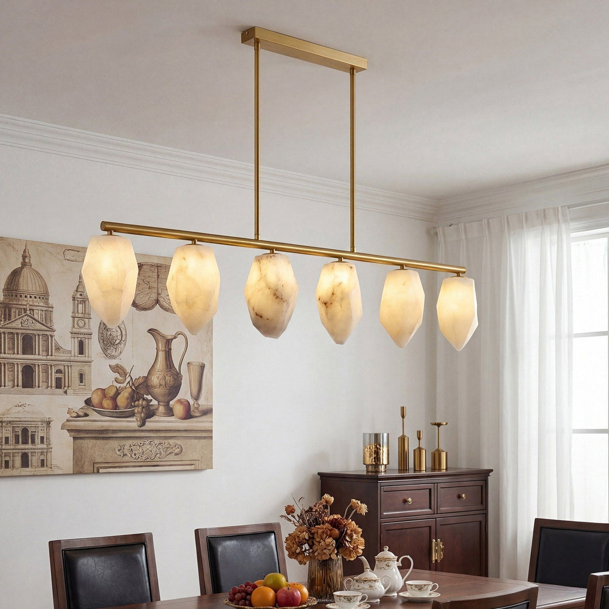 Alabaster Ore Linear Chandelier - Zelno