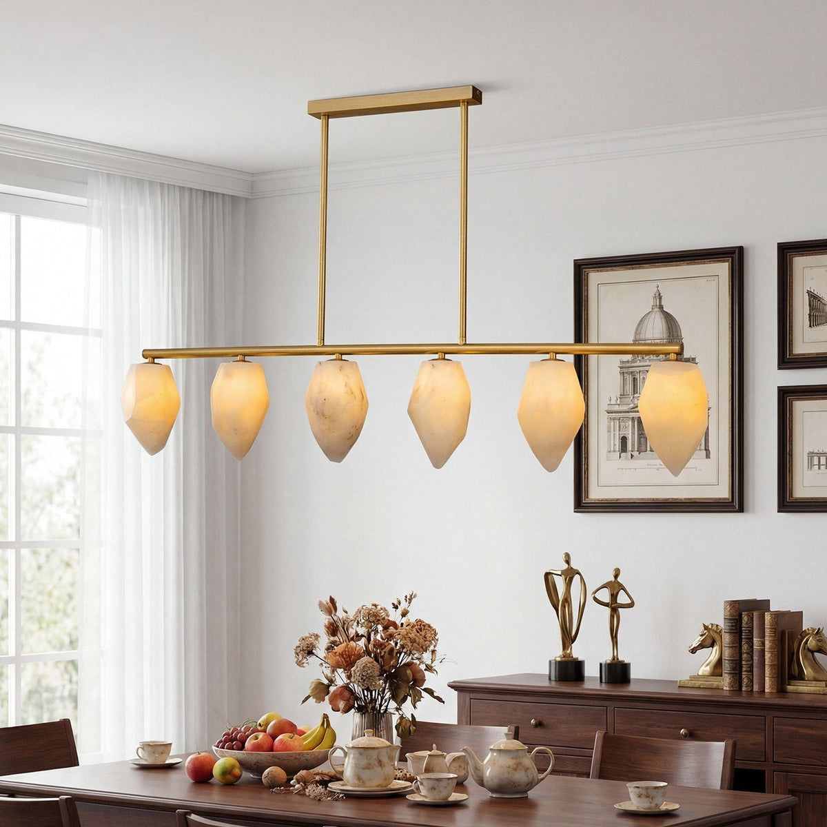 Alabaster Ore Linear Chandelier - Zelno