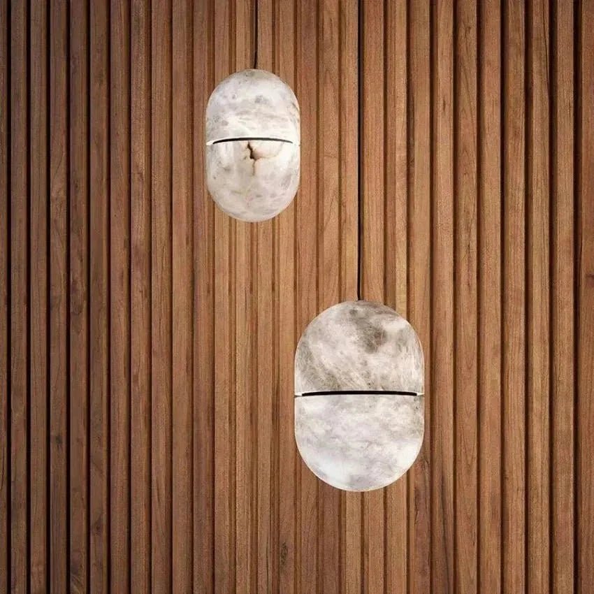 Alabaster Oval Pendant 5.9" D 7.1" D - Zelno Lighting