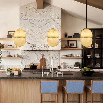 Alabaster Oval Pendant 5.9" D 7.1" D - Zelno Lighting