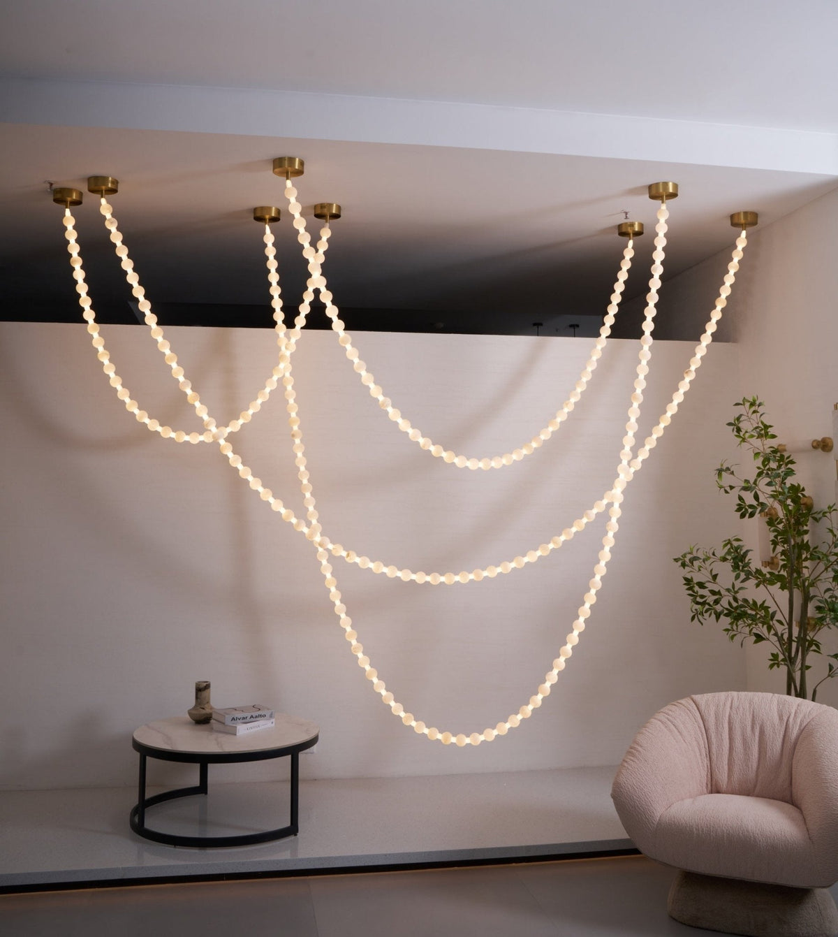 Alabaster Pearl Necklace Chandelier - Zelno Lighting