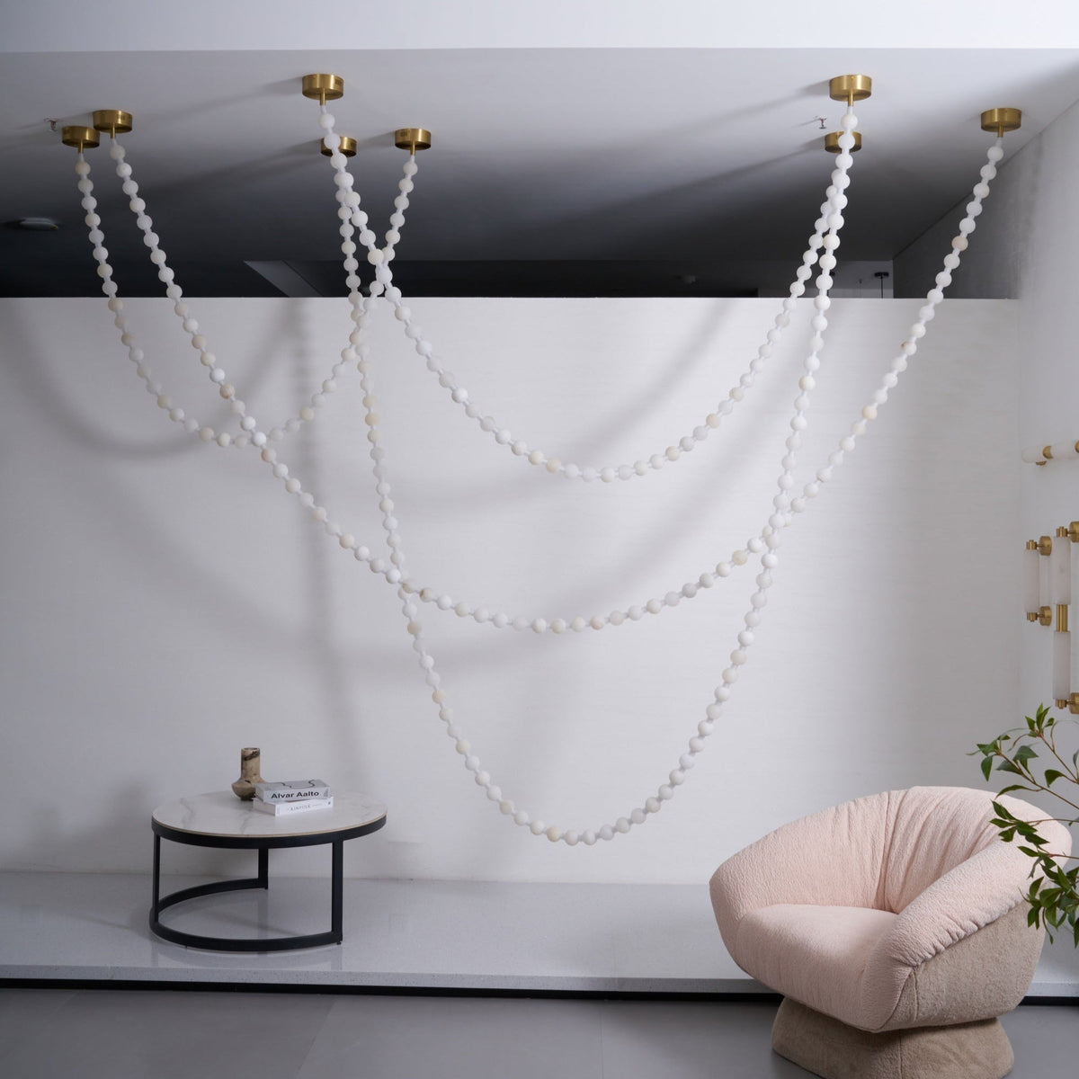 Alabaster Pearl Necklace Chandelier - Zelno Lighting