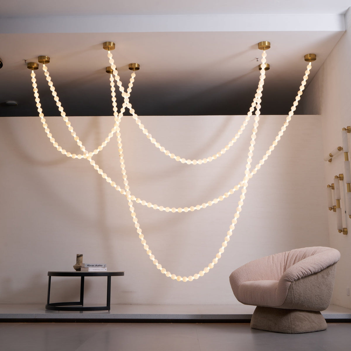 Alabaster Pearl Necklace Chandelier - Zelno Lighting