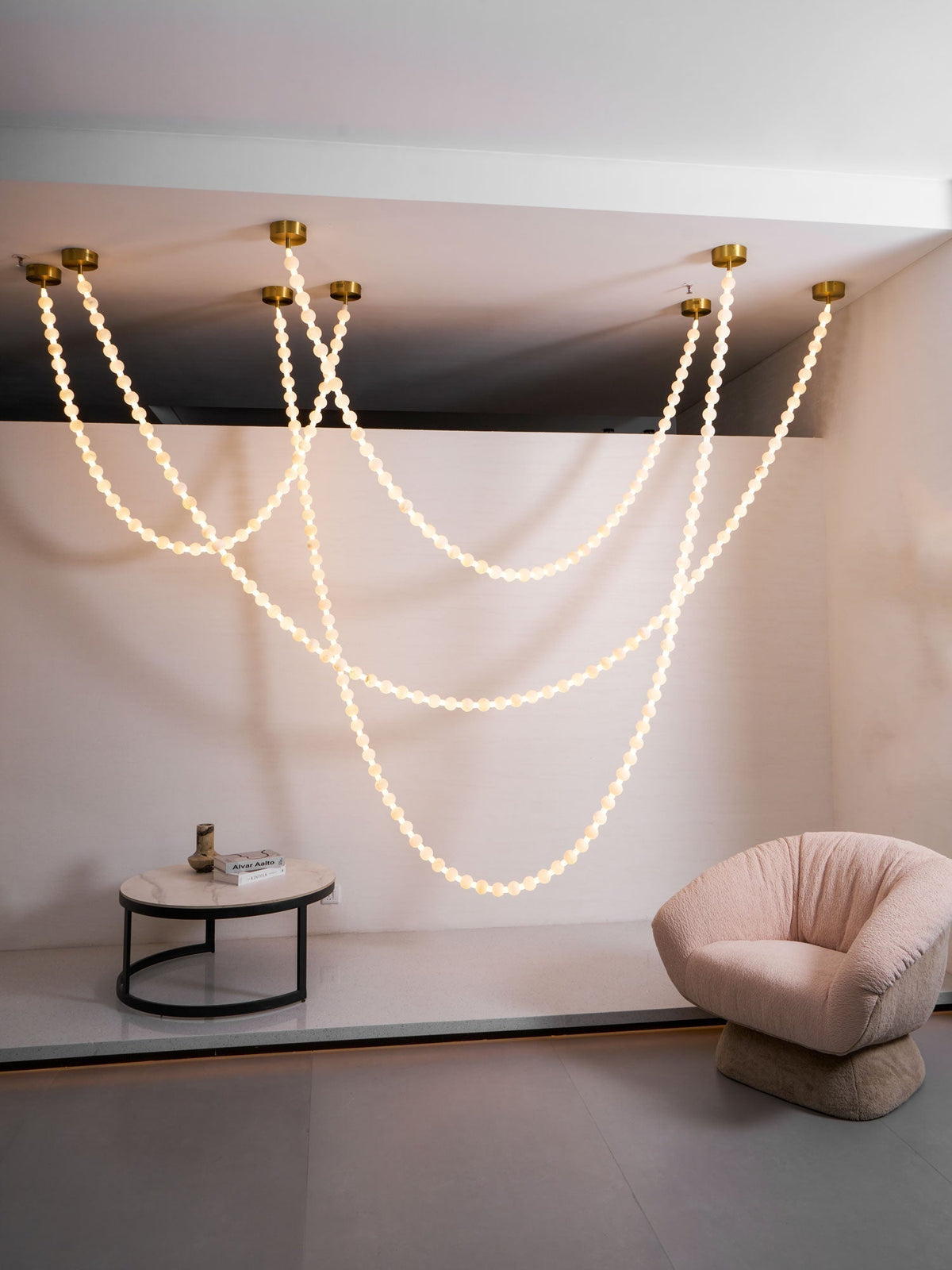 Alabaster Pearl Necklace Chandelier - Zelno Lighting