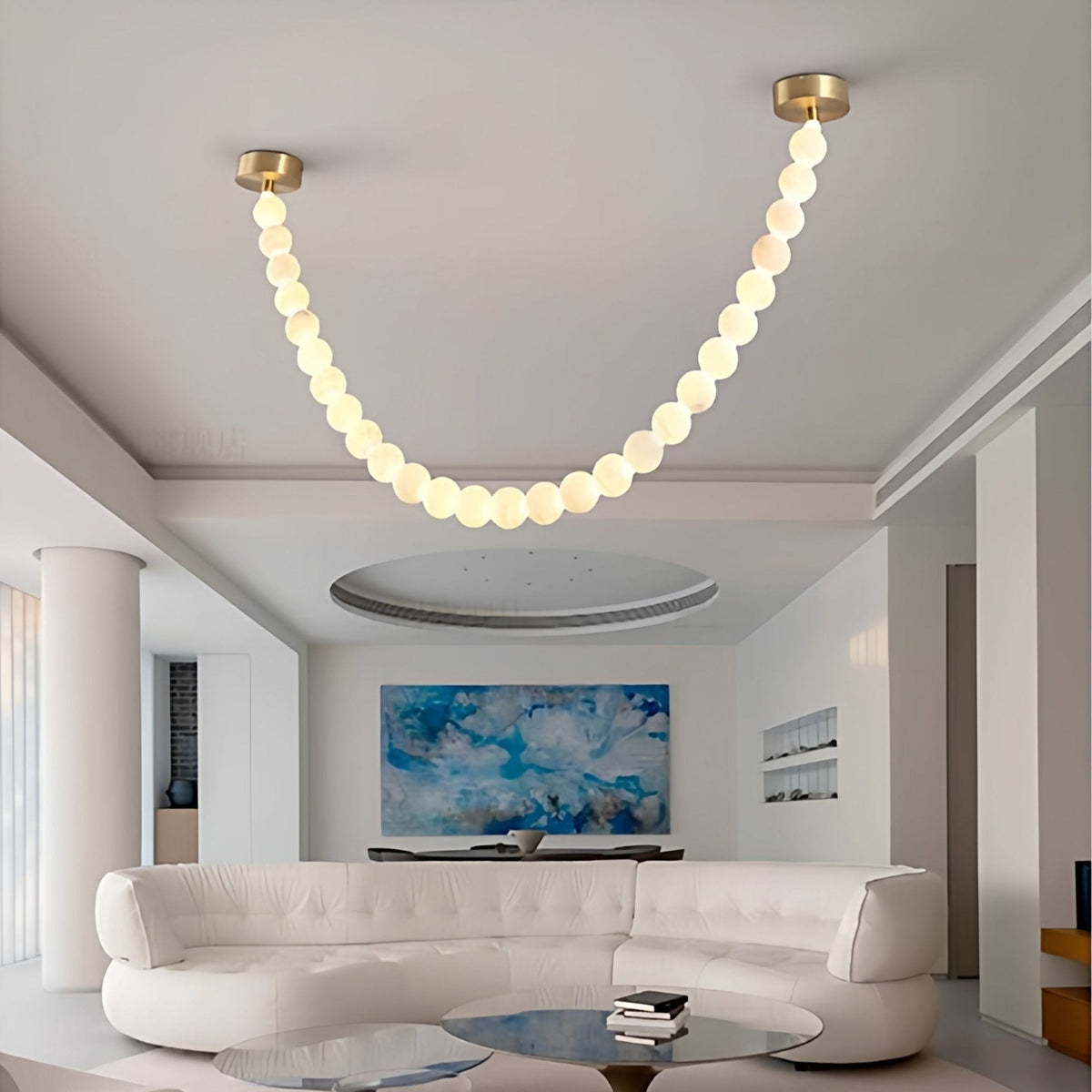 Alabaster Pearl Necklace Chandelier - Zelno Lighting