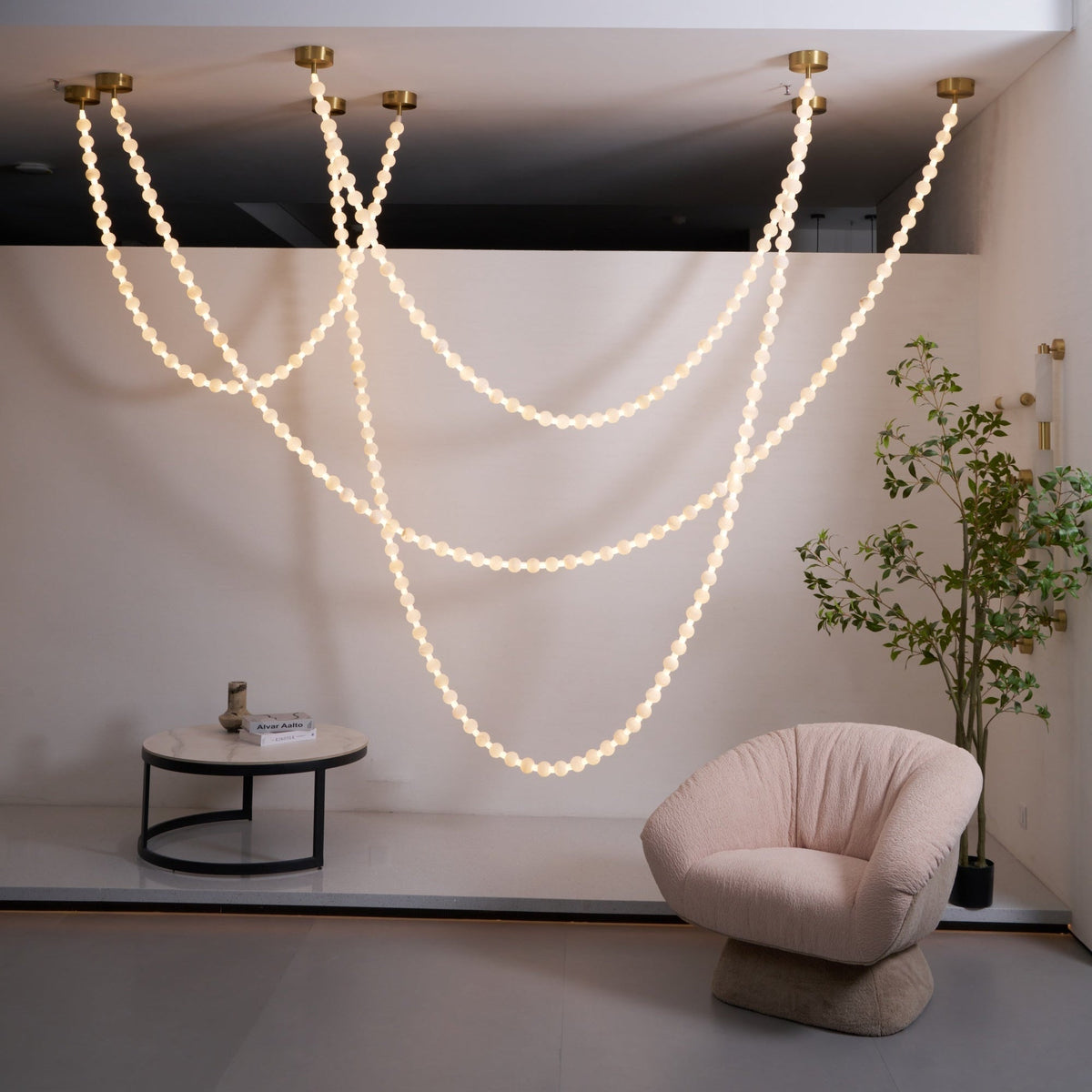 Alabaster Pearl Necklace Chandelier - Zelno Lighting