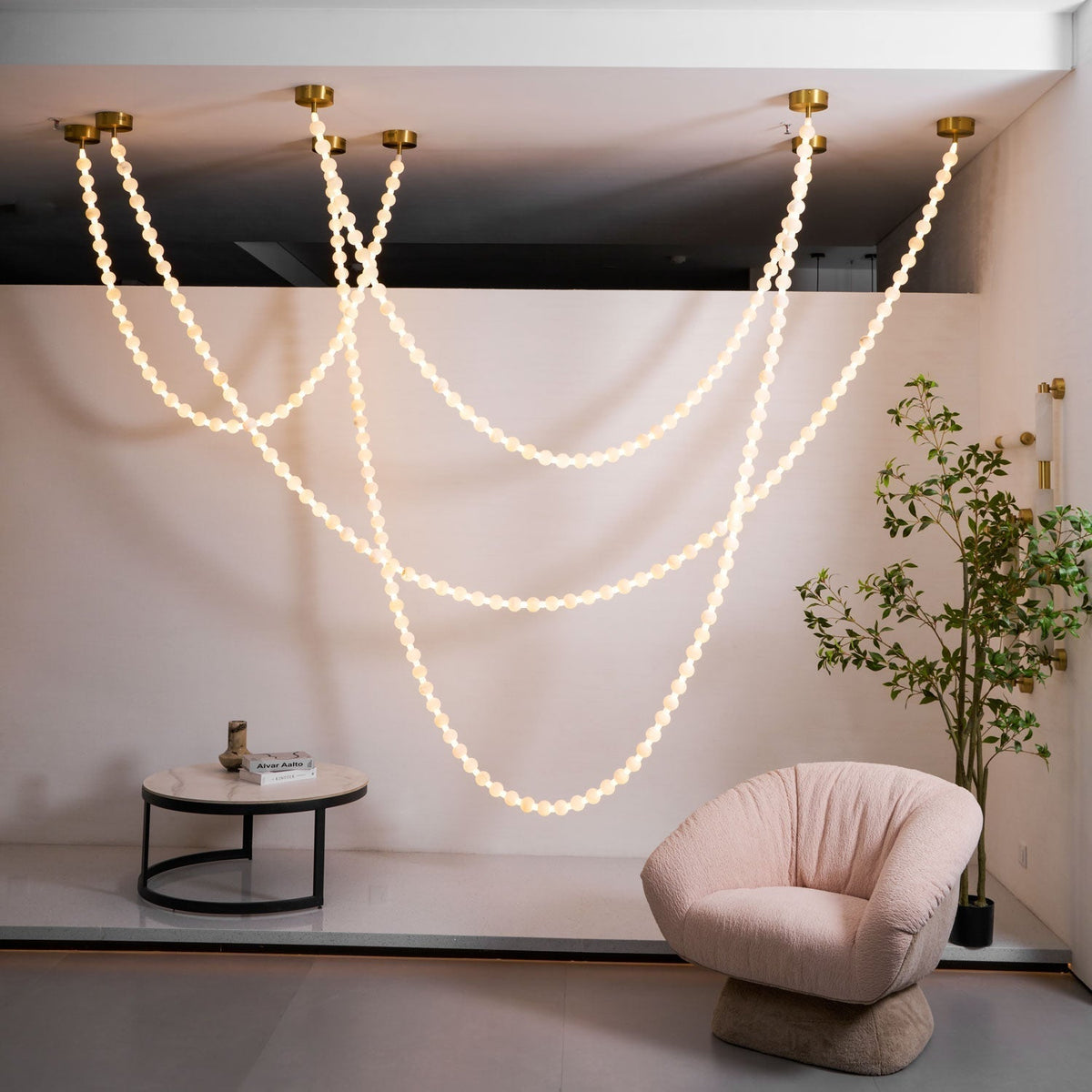 Alabaster Pearl Necklace Chandelier - Zelno Lighting