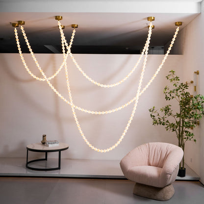 Alabaster Pearl Necklace Chandelier - Zelno Lighting