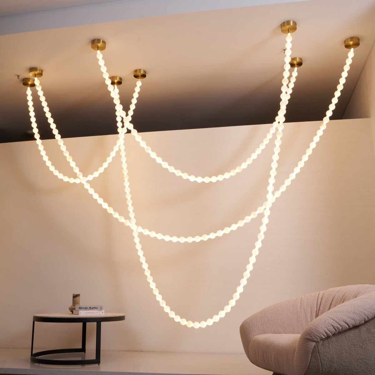 Alabaster Pearl Necklace Chandelier - Zelno Lighting