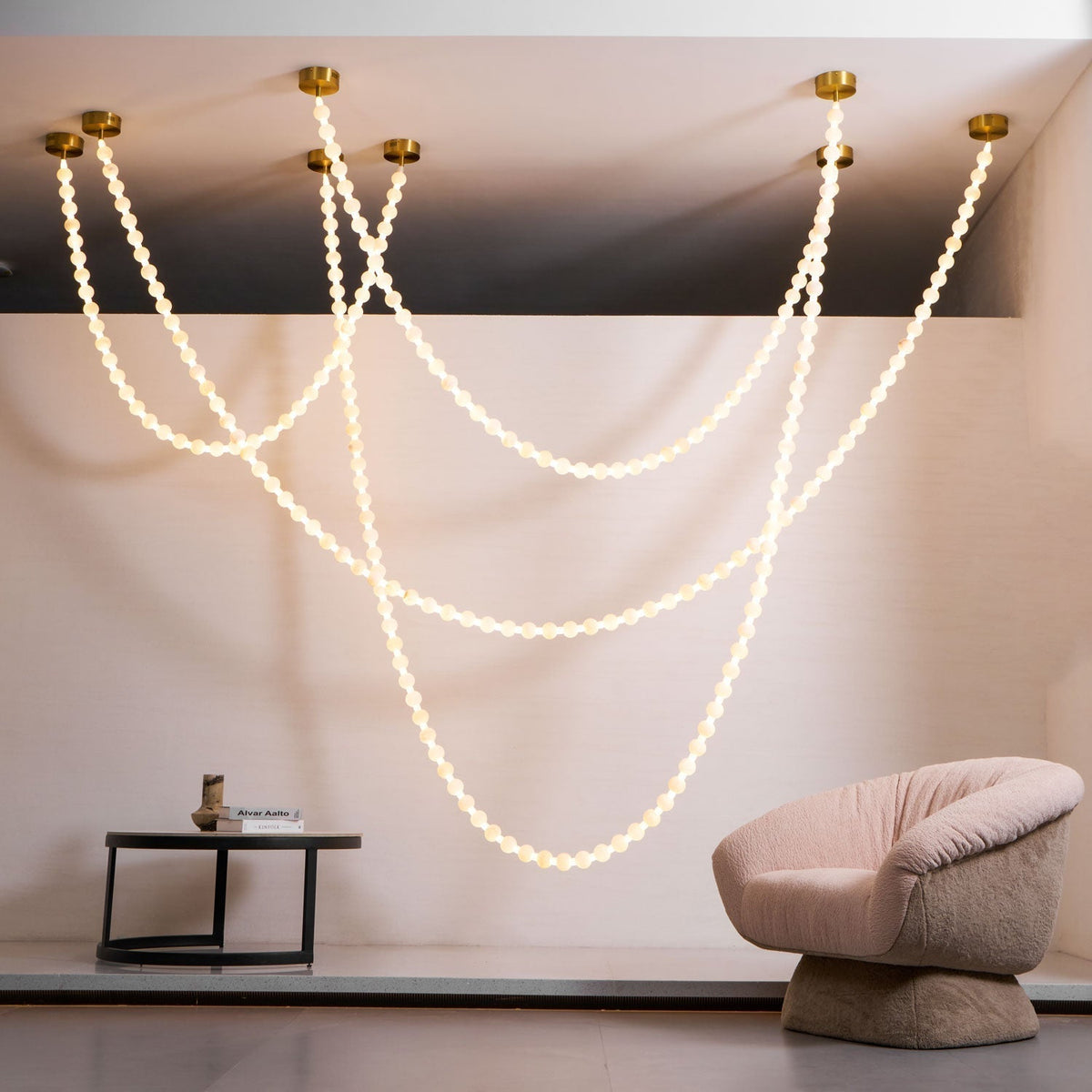 Alabaster Pearl Necklace Chandelier - Zelno Lighting