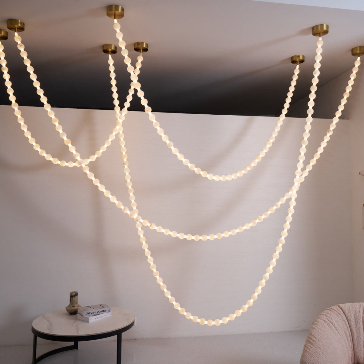 Alabaster Pearl Necklace Chandelier - Zelno Lighting