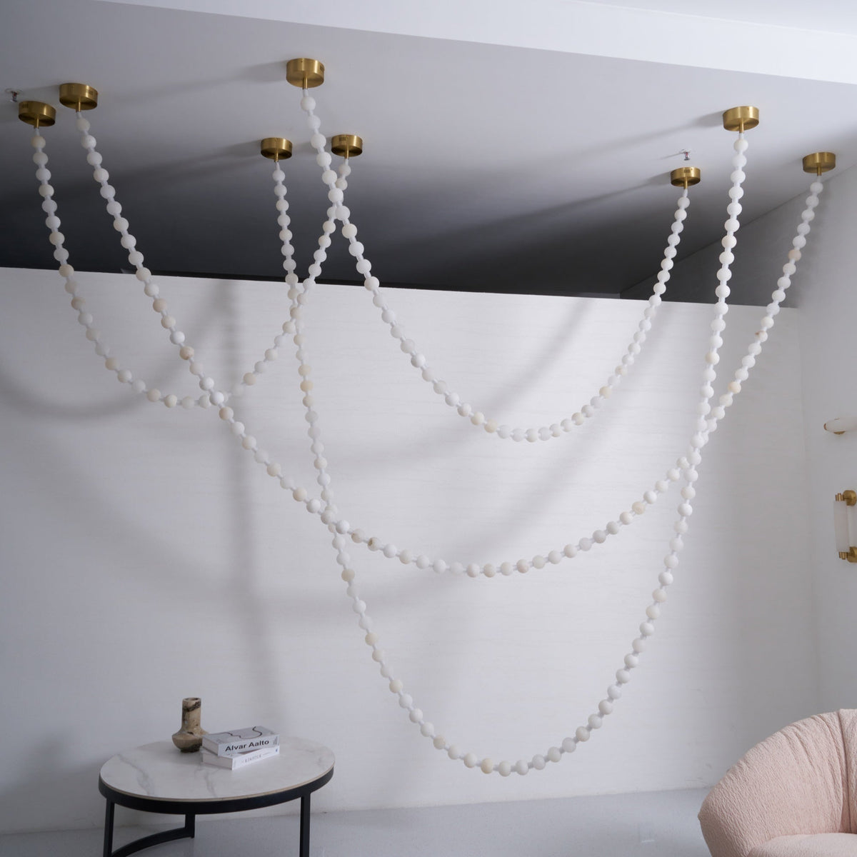 Alabaster Pearl Necklace Chandelier - Zelno Lighting