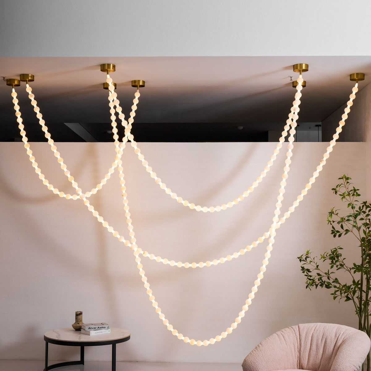 Alabaster Pearl Necklace Chandelier - Zelno Lighting