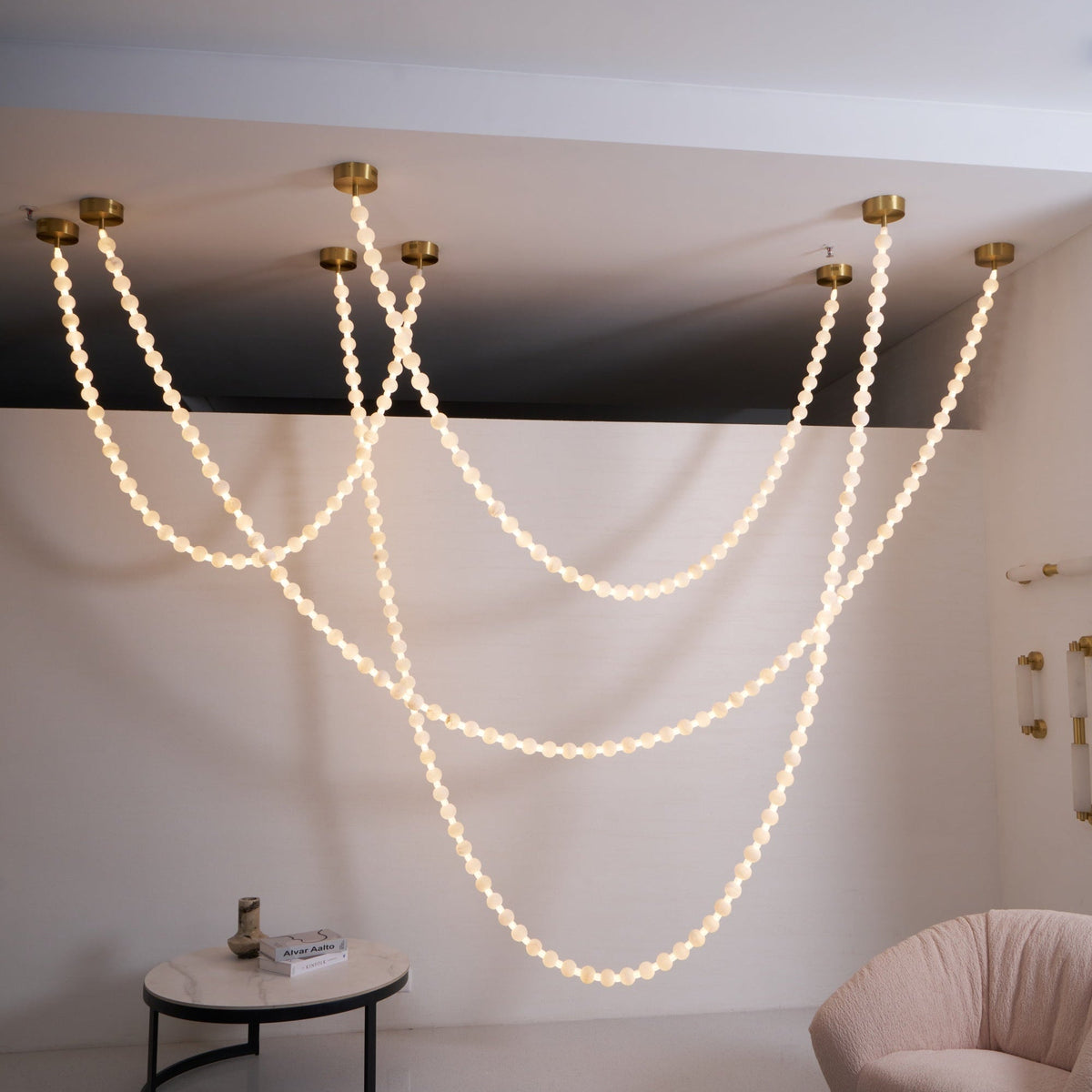 Alabaster Pearl Necklace Chandelier - Zelno Lighting