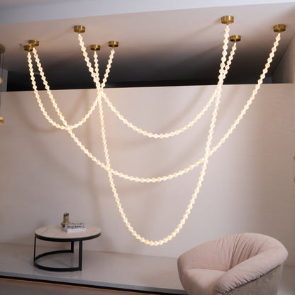 Alabaster Pearl Necklace Chandelier - Zelno Lighting