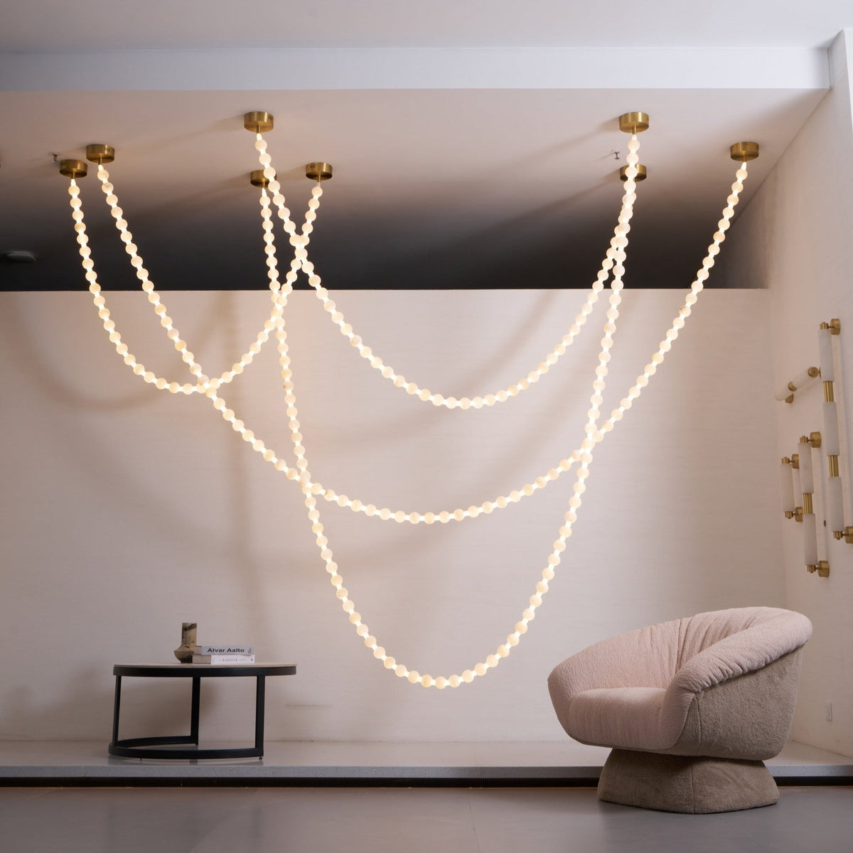 Alabaster Pearl Necklace Chandelier - Zelno Lighting