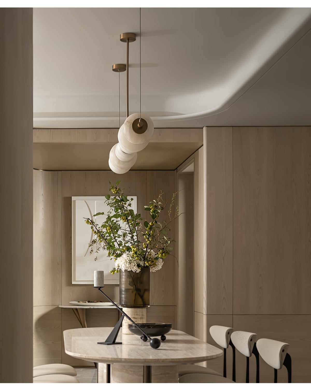 Alabaster Pebble Linear Chandelier - Zelno Lighting