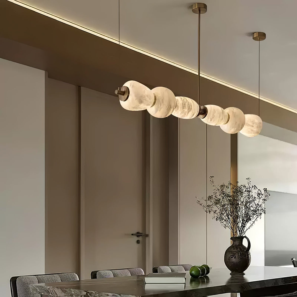Alabaster Pebble Linear Chandelier - Zelno Lighting