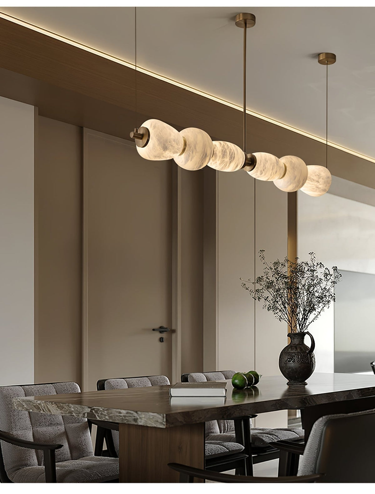 Alabaster Pebble Linear Chandelier - Zelno Lighting