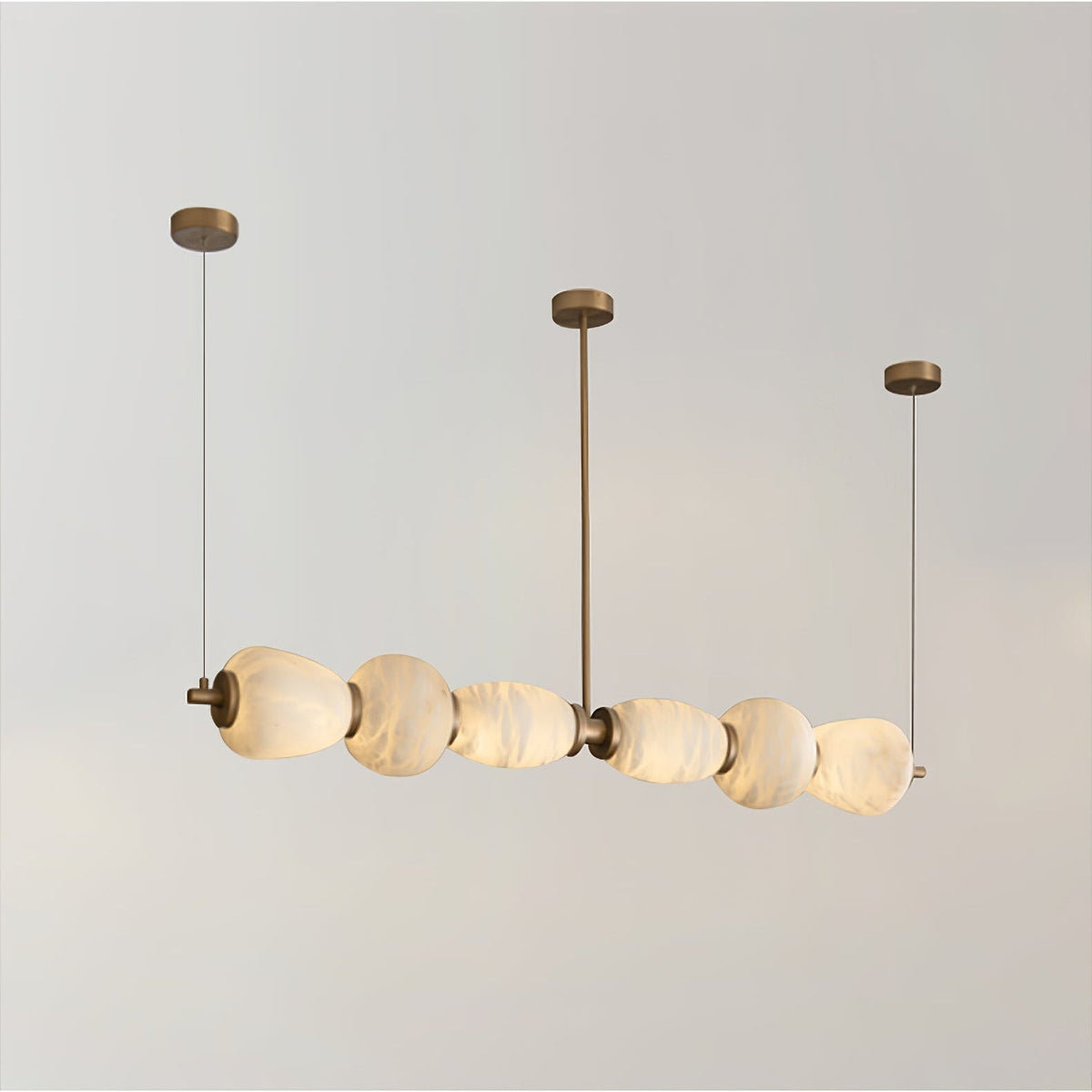 Alabaster Pebble Linear Chandelier - Zelno Lighting