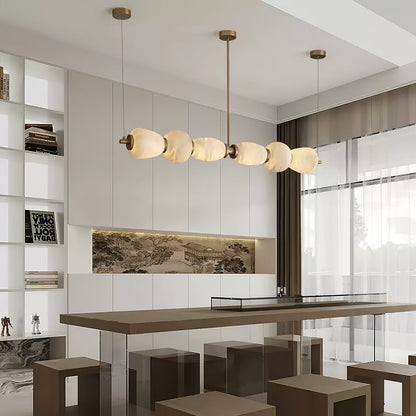 Alabaster Pebble Linear Chandelier - Zelno Lighting