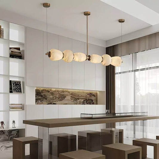 Alabaster Pebble Linear Chandelier - Zelno Lighting