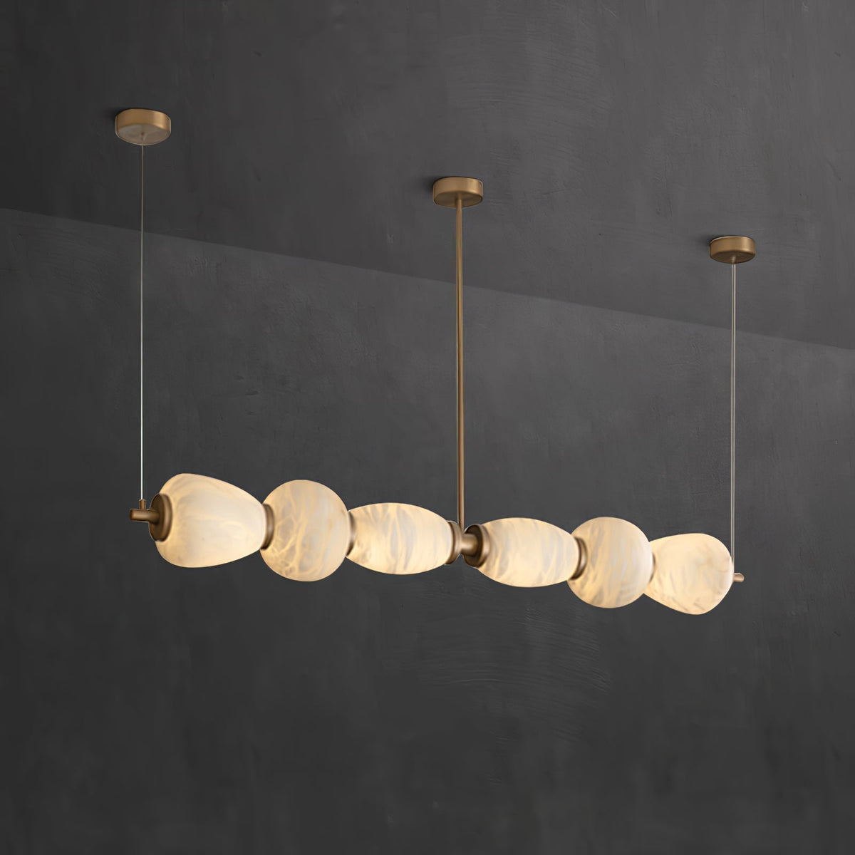 Alabaster Pebble Linear Chandelier - Zelno Lighting