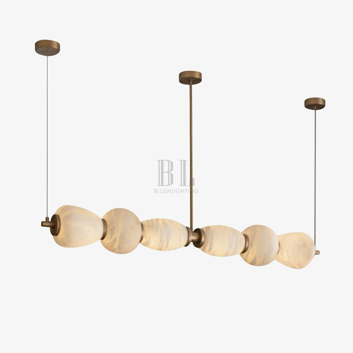 Alabaster Pebble Linear Chandelier - Zelno Lighting