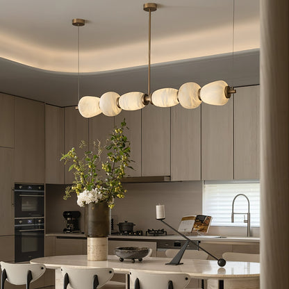 Alabaster Pebble Linear Chandelier - Zelno Lighting
