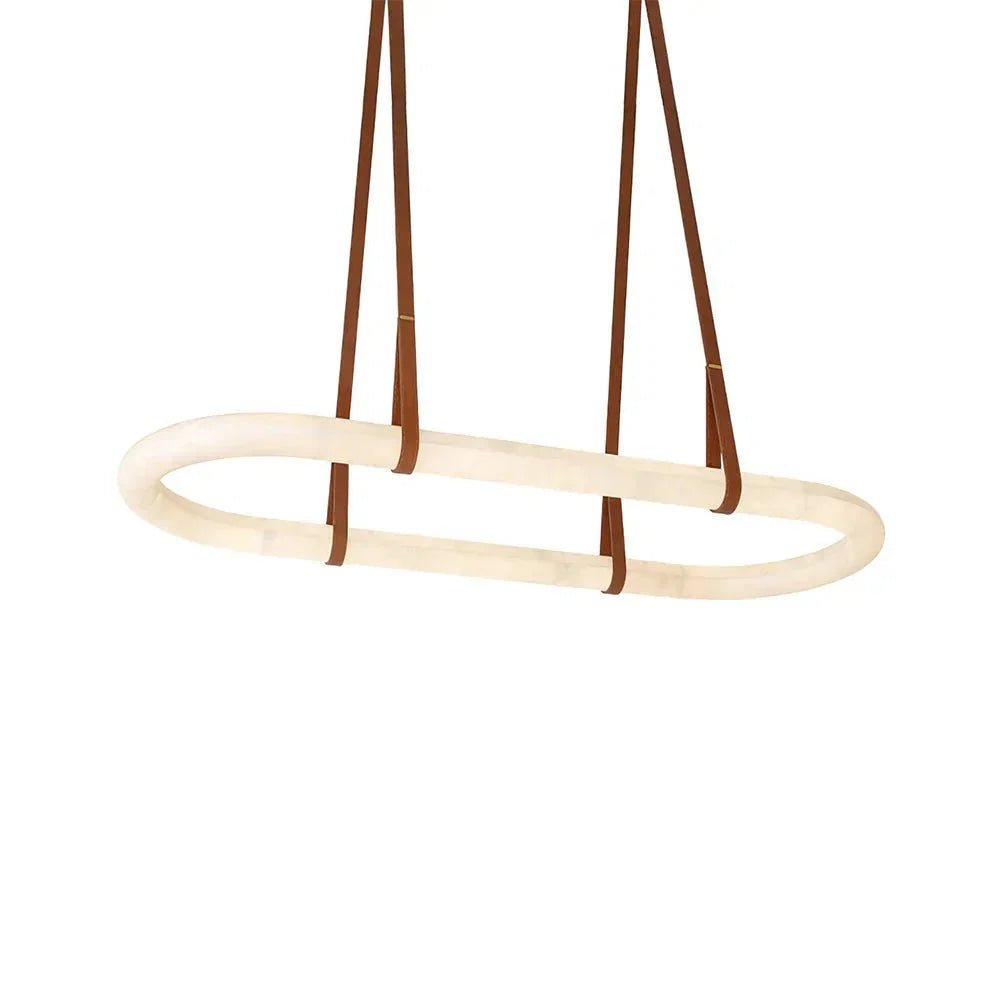 Alabaster Round Leather Chandelier - Zelno Lighting