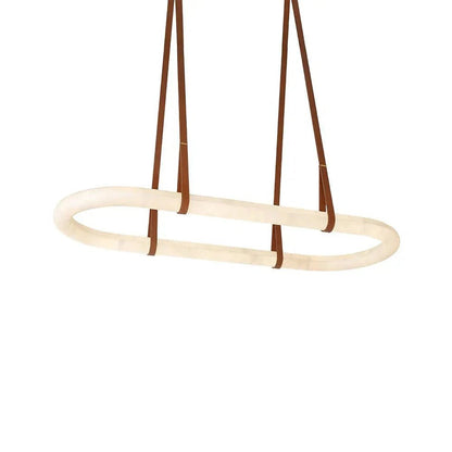 Alabaster Round Leather Chandelier - Zelno Lighting