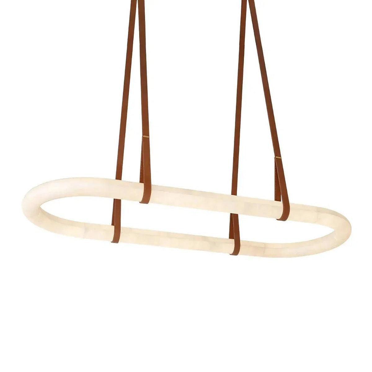 Alabaster Round Leather Chandelier - Zelno Lighting