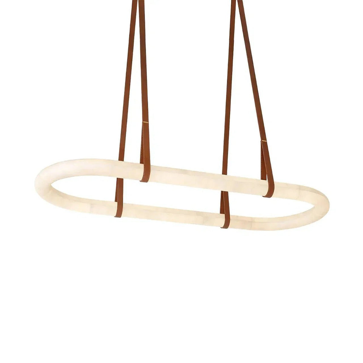 Alabaster Round Leather Chandelier - Zelno Lighting