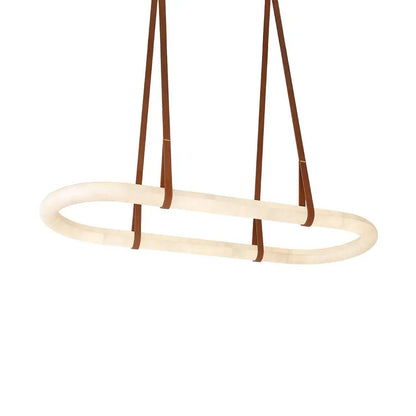 Alabaster Round Leather Chandelier - Zelno Lighting