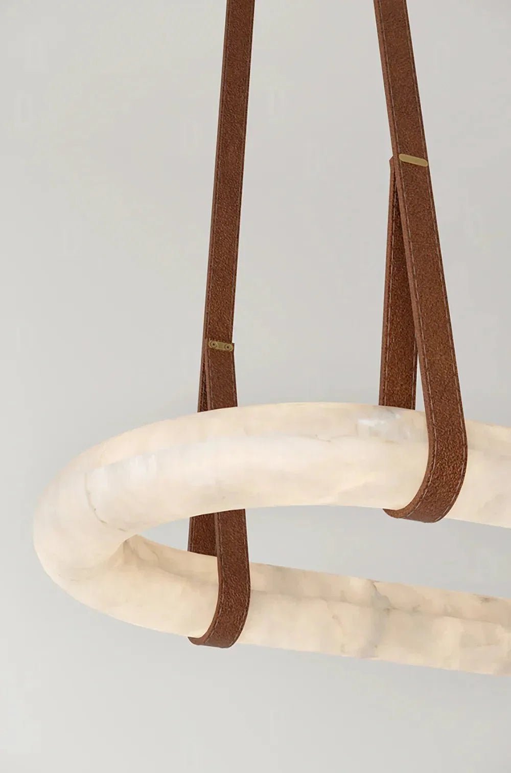 Alabaster Round Leather Chandelier - Zelno Lighting