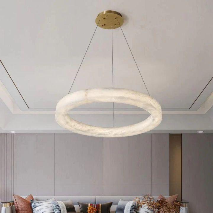 Alabaster Round Modern Pendant - Zelno Lighting