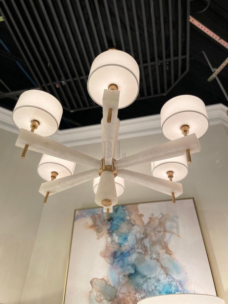 Alabaster Six-Light Chandelier - Zelno Lighting
